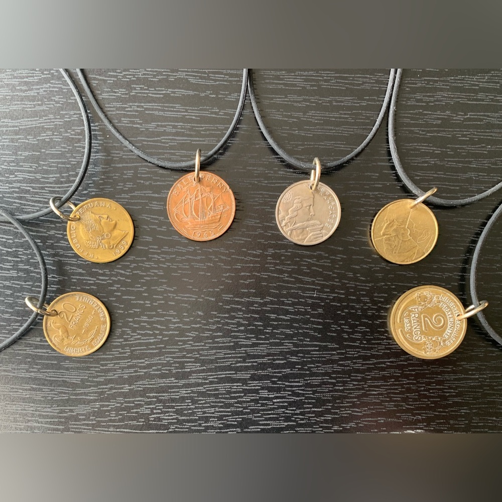 Coin Necklace Lot Artisan Vintage World Money Pendants Collectable Jewel…